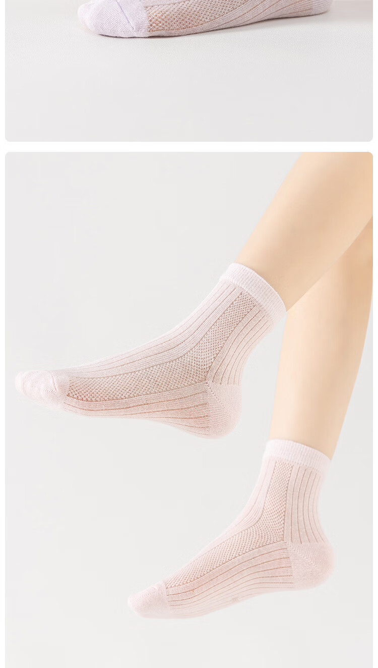 MiiOW Children's Socks, Girls' Summer Socks [Woven Mesh + Ultra-Thin Breathable], Mid-Calf Socks for Baby Girls, Cotton Thin Socks 13