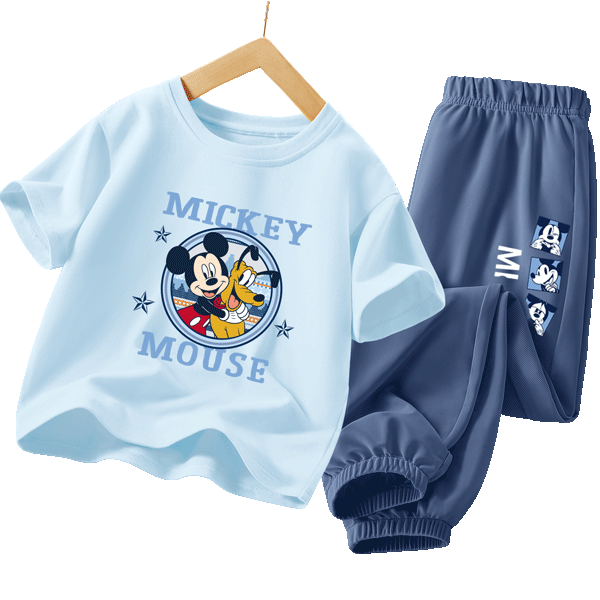 Disney Kids Cotton Set Casual Boys Short Sleeve Summer Thin Quick-Dry Mosquito-Repellent Pants