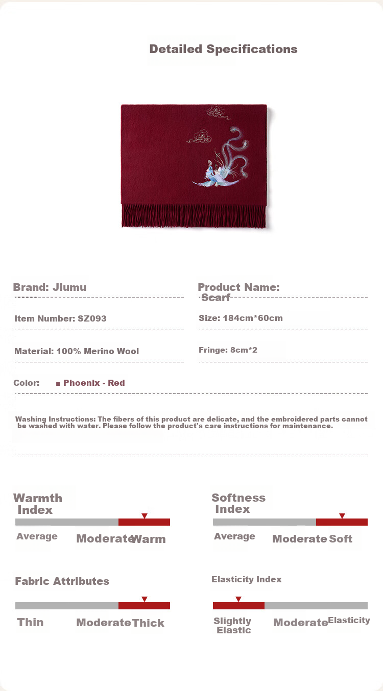 JIUMU Pure Wool Scarf for Women Elegant Warm Shawl Large Wrap Gift Box Mother's Day Birthday Present 17