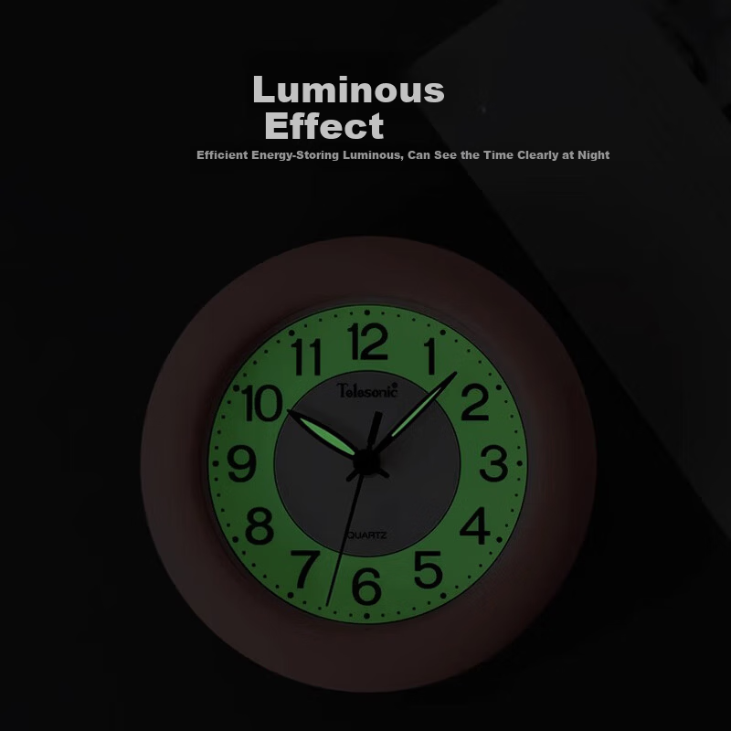 Telesonic 17cm Quartz Wall and Desk Clock, Creative Minimalist Luminous Bathroom and Living Room Clock