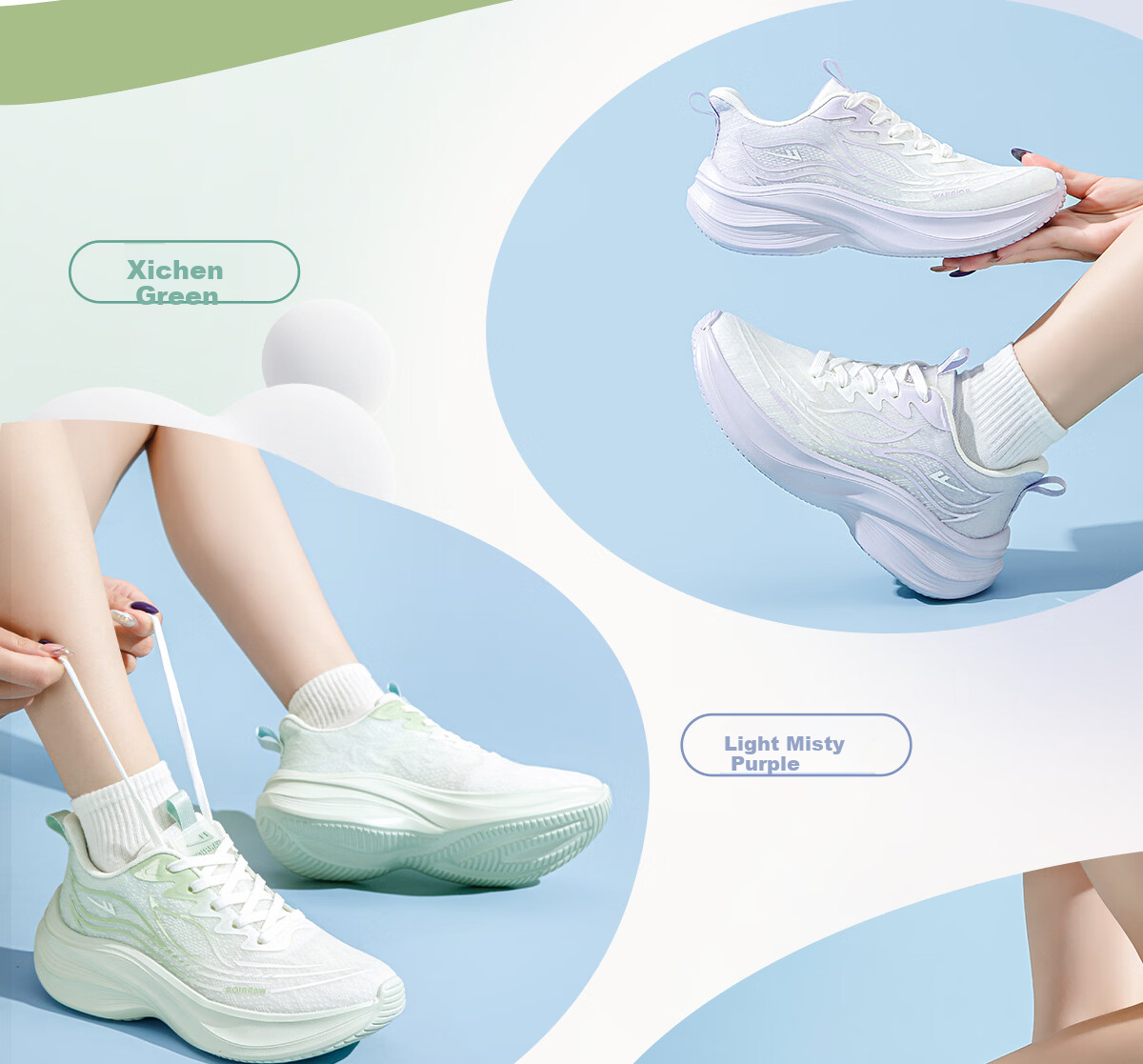 Warrior Thick-Soled Women's Sports Shoes New Spring Summer Lightweight Soft Sole Shock Absorption Fitness Running Shoes White Green Size 35 11