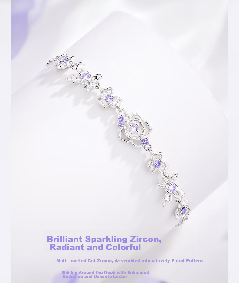 Zhenshangyin Chinese Gold Jasmine Silver Bracelet, Women's Jewelry, Niche High-End Birthday Gift for Girlfriend Or Wife, S925 6