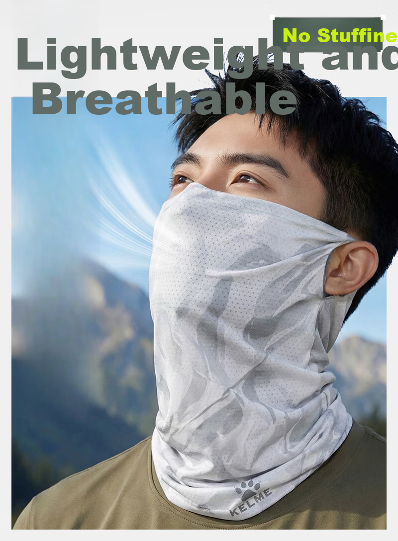 KELME Summer Cycling Ice Silk Sun Protection Face Mask with Ear Loops Neck Gaiter UV Protection for Men and Women Fishing Mountaineering Scarf 8