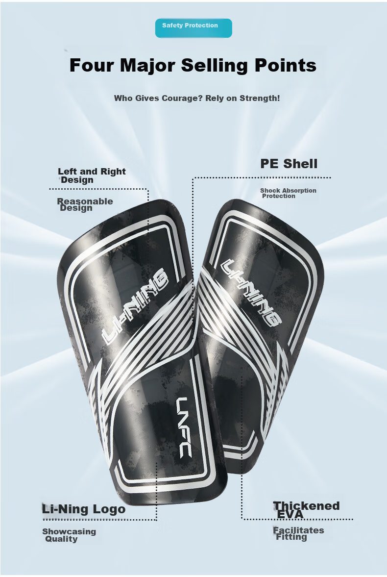 Li-Ning Soccer Shin Guards for Children And Adults, Protective Leg Guards for Competition And Training, Professional Protective Equipment for Men, Size M 3