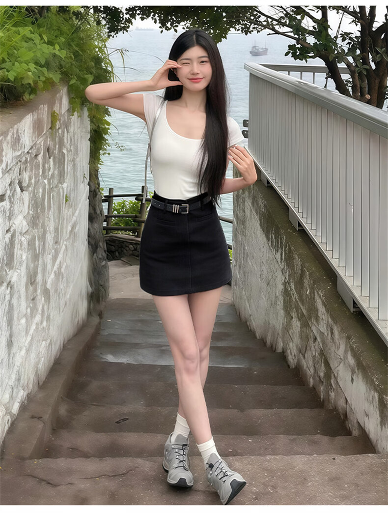 Langsha Women's Summer Suit Skirt 2026 New High-Waist Slim Fit Pencil Mini Skirt Petite Anti-Exposure A-Line Skirt 16