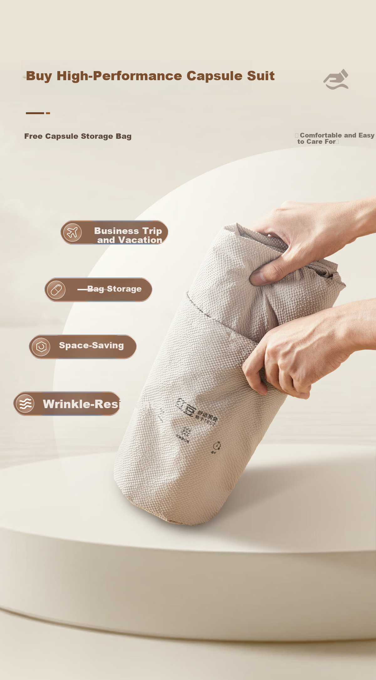 Hodo Men's Suit, Machine Washable, Easy-Care Sun Protection Capsule Suit, Casual Men's Jacket with Capsule Storage Bag 6