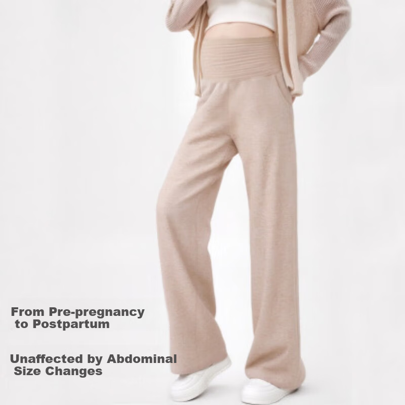 JOYNCLEON Maternity Pants Spring Summer Wide Leg Pants Non-Restrictive Casual Maternity Wear Oatmeal XL Jyk186430