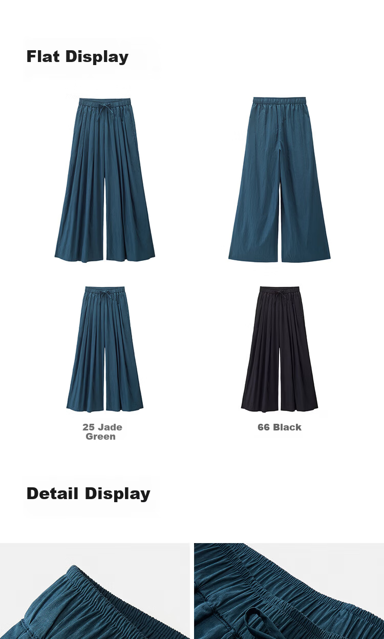 Giordano Women's Pants 2026 Summer New Pleated Casual Drawstring Elastic Waist Wide-Leg Pants 13416316 15