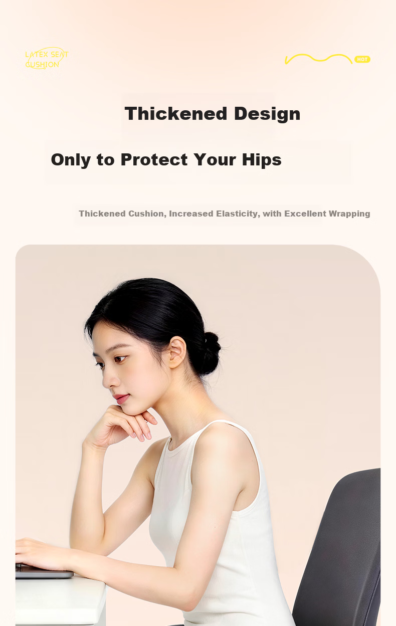 Zhiguozhe [96% Natural Latex | Imported from Thailand] Cushion Long Sitting Essential Pain-Free Office Chair Thickened Seat Pad 19