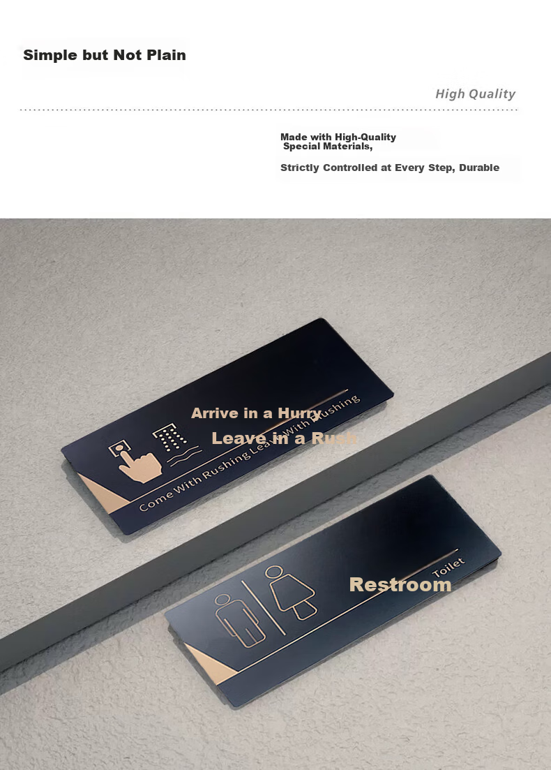 Yiju Changning New Acrylic Black Gold Bathroom Sign Male Restroom 22*11cm 4