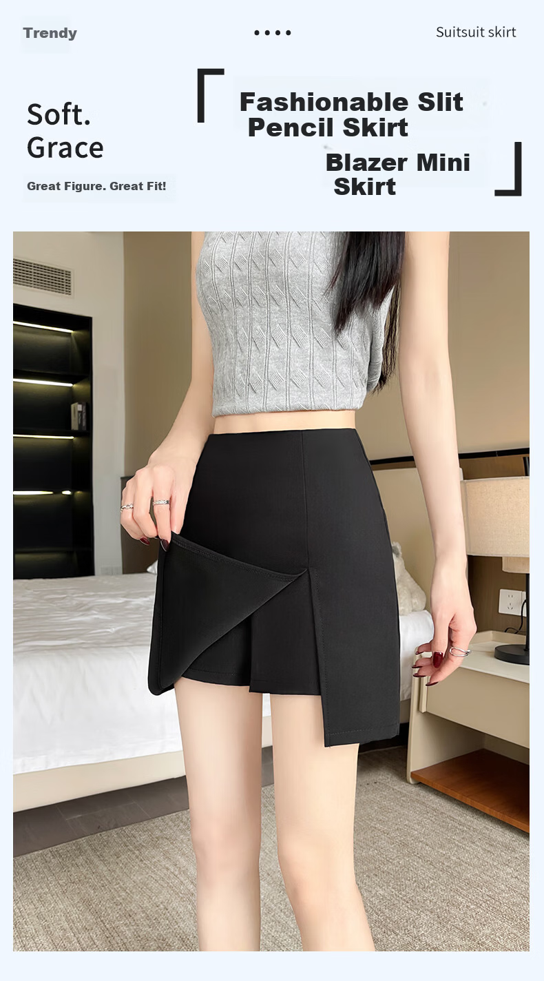 Langsha A-Line High-Waist Slim Fit Hip Skirt Women's Spring Summer 2026 Sexy Split Suit Short Skirt 1