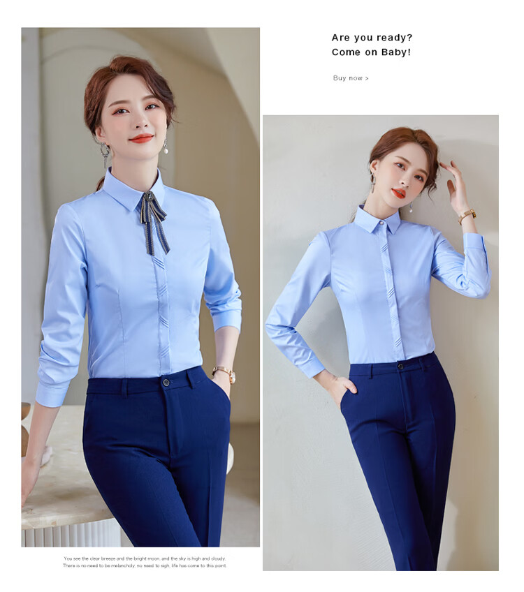 Chaoxu Women's Long Sleeve White Shirt Bamboo Fiber Stretch Slim Fit Breathable Luxury High-End Commuter Versatile Professional Blouse 15