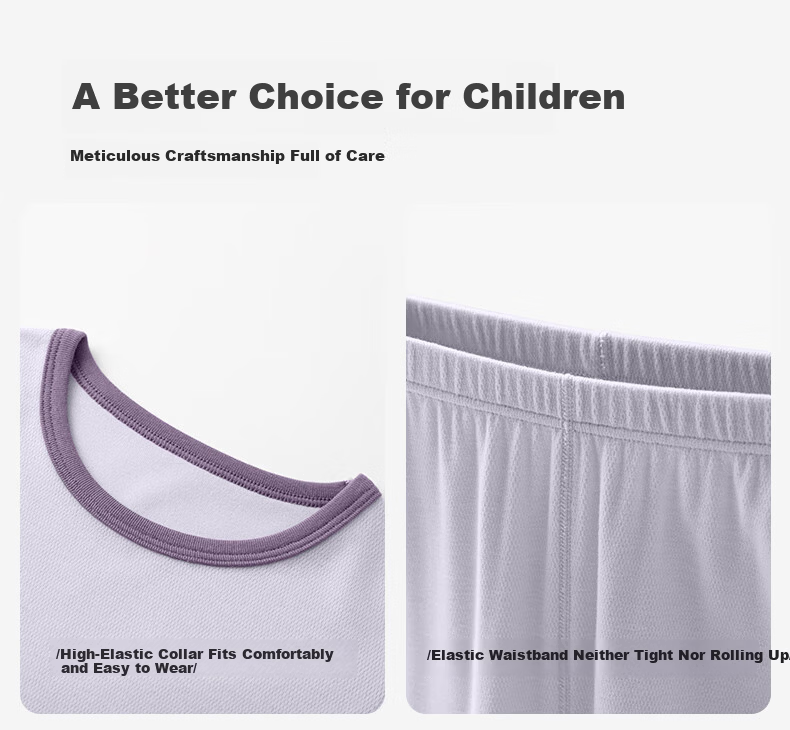 YING BO LUN Thermal Wool Heating Boys and Girls Long Johns Set Autumn Clothes Round Neck Pajamas 81117 Purple Size 110 7