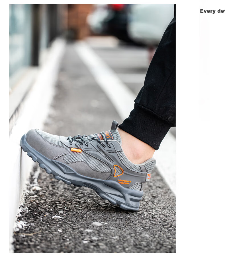 Pinzhide Men's Labor Protection Shoes Metal-Free Plastic Steel Toe Anti-Smash Anti-Puncture Safety Shoes Electrician Insulated 6KV Breathable Non-Slip Work Shoes Gray Size 42 12