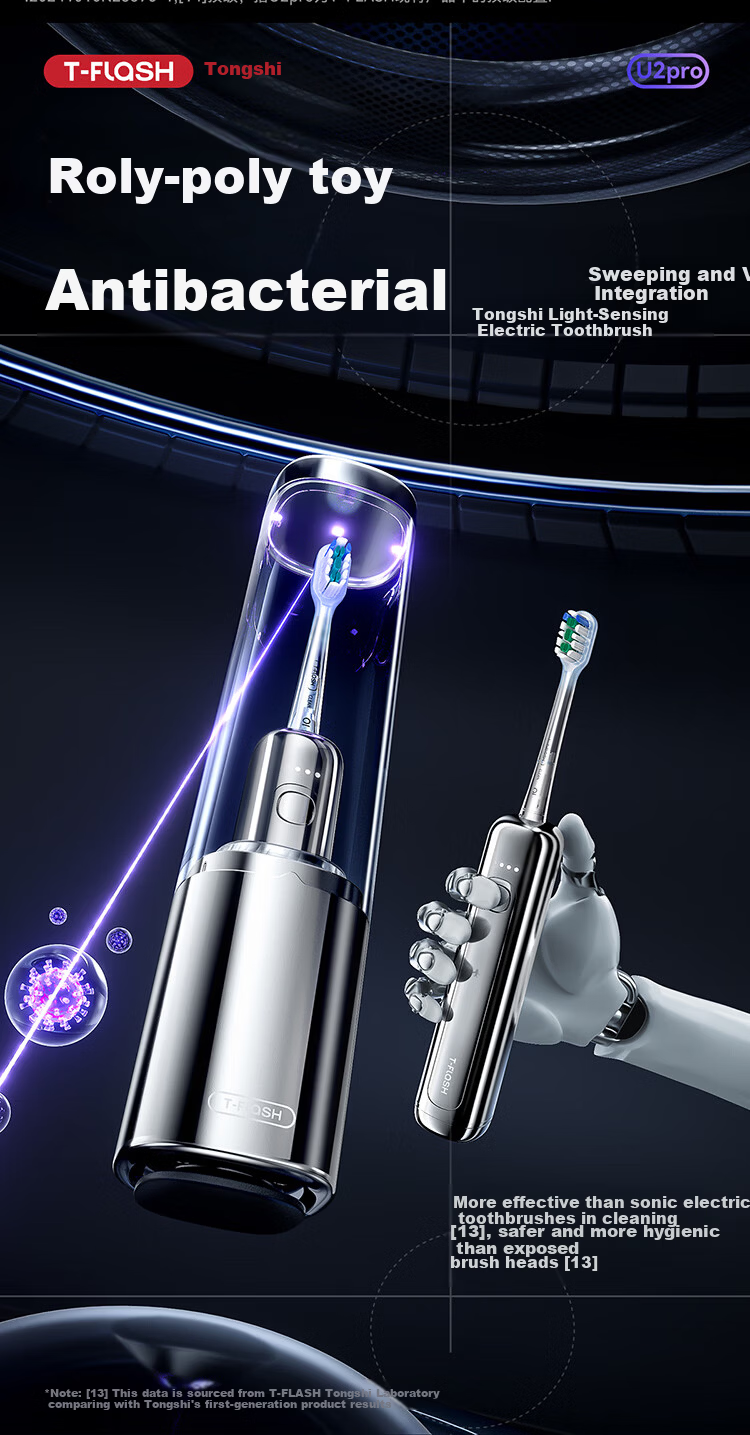 T-FLASH Electric Toothbrush with Vibration and UV Sterilization, Wobbler Design, Shock-Absorbing Brush Head, Unisex Gift Box, Birthday and Anniversary Practical Couples Gift Set 9
