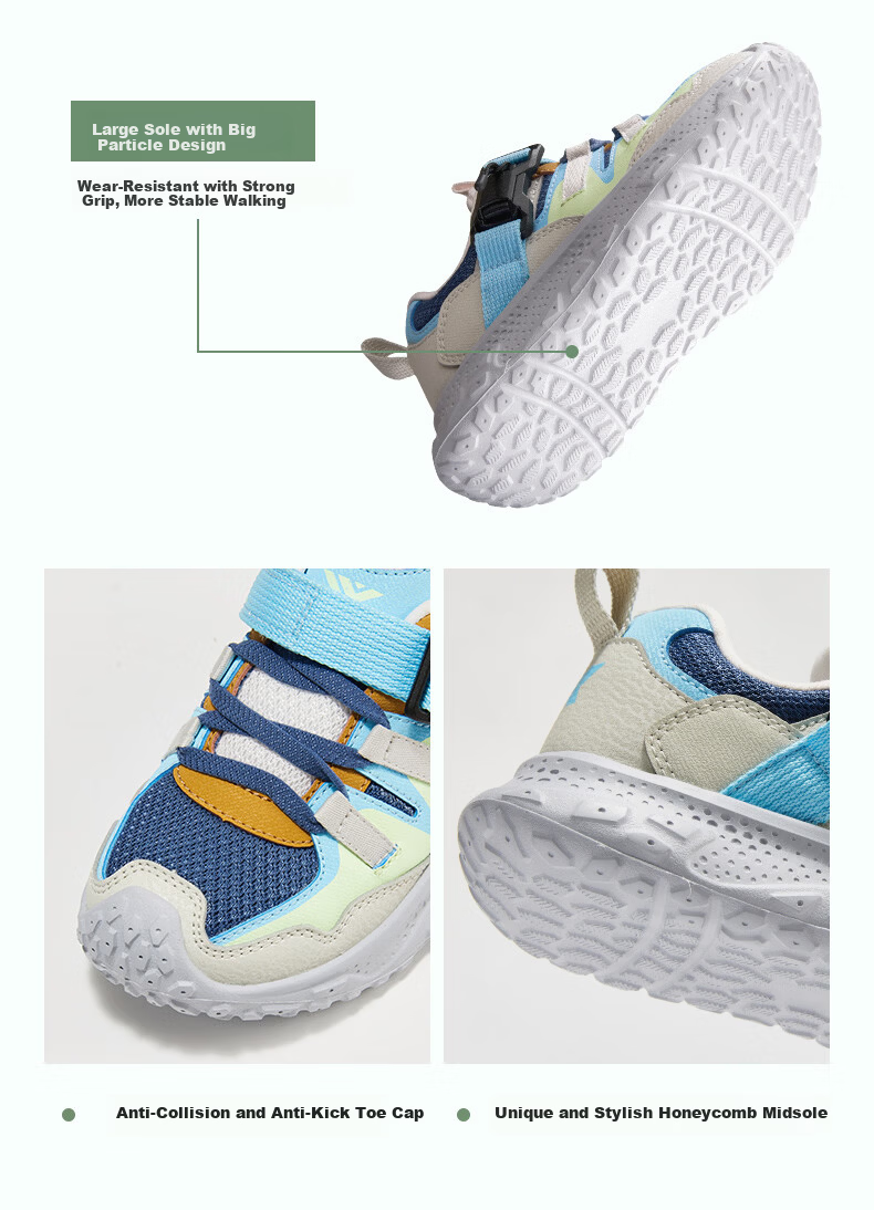 Xtep Kids Boys Magnetic Buckle Casual Shoes Leather Mesh Sports Shoes Persian Blue/Glow Blue Size 33 10