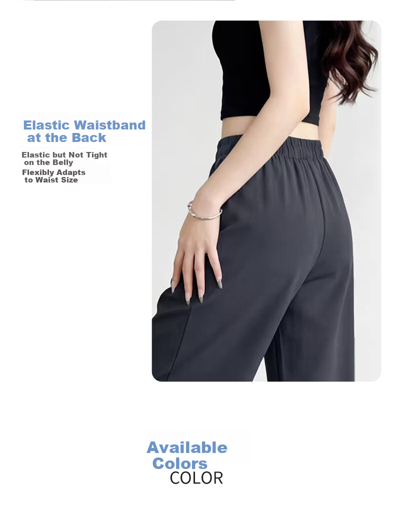 Langsha Women's Summer Thin Slim Fit Draped High-Quality Narrow Wide-Leg Loose Straight-Leg Dress Pants Casual Floor-Length Trousers 13