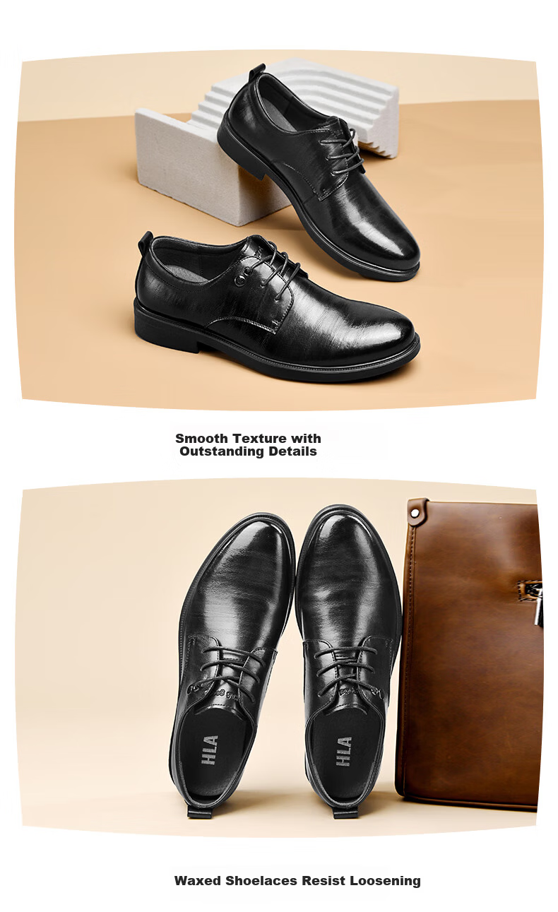 HLA Men's Business Casual Derby Dress Shoes Spring Summer H135/H171 Brown Size 39 5