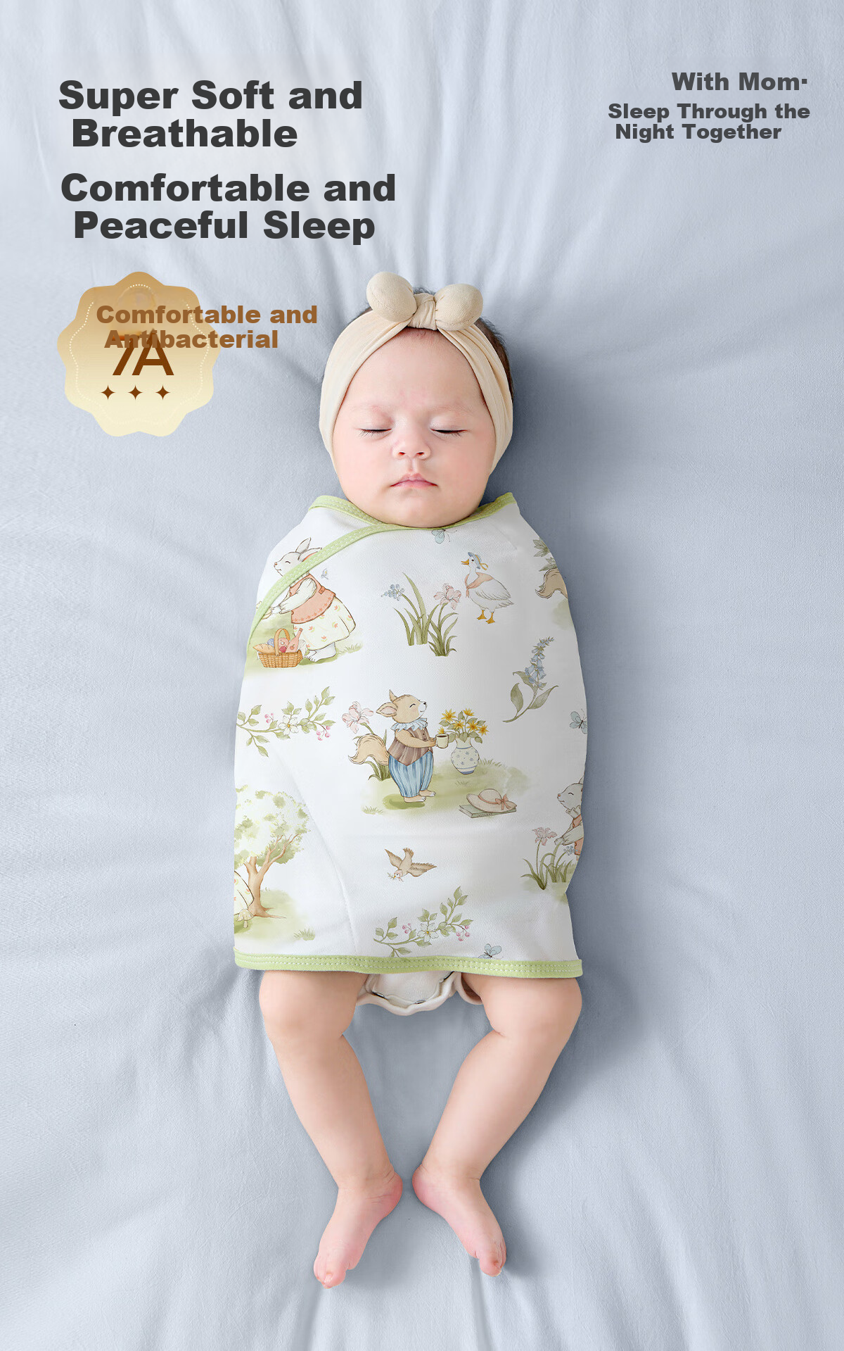 JOYNCLEON Baby Sleeping Bag, Summer Thin Version, Infant Anti-Startle Device, Swaddle Blanket, Pure Cotton, 2-Pack, 80 Cm, Jsd177271 2