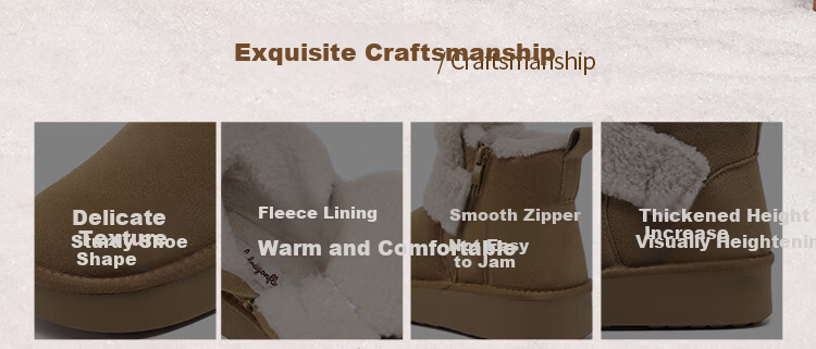 Red Dragonfly Women's Snow Boots Winter Thickened Cotton Shoes Fashionable Versatile Thick Sole Warm Cotton Shoes WLC459842R Camel Size 39 2