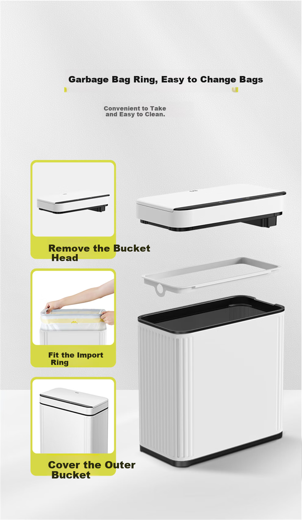 EKO Smart Sensor Trash Can 10L Matte White with Lid Stainless Steel Recommended by Zhang Ruoyun 9677 8