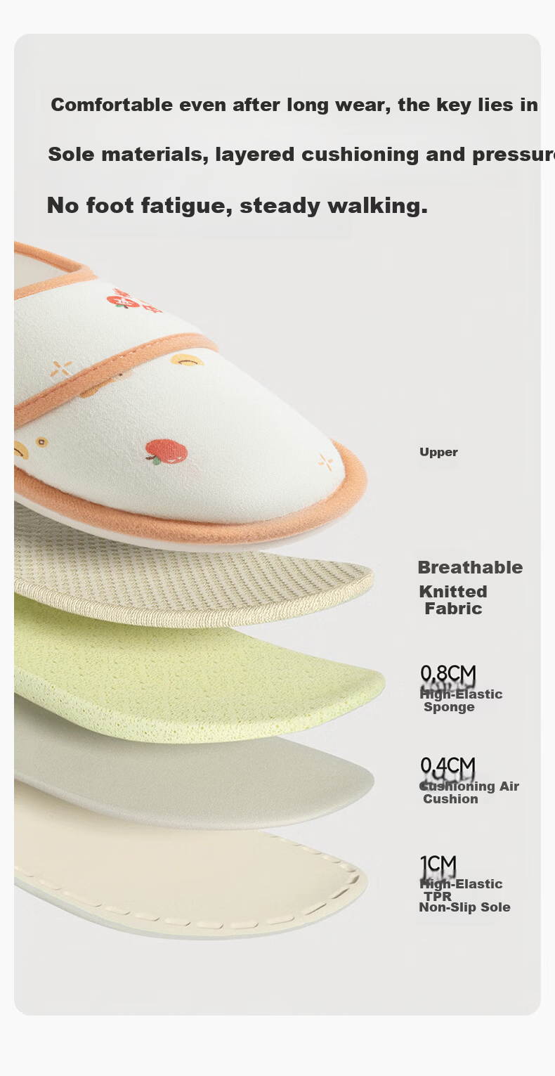 Puxi Maternity Postpartum Shoes Spring Summer Closed Heel Thin Non-slip Odor-resistant Skin-friendly Comfortable Closed Toe Slippers Orange White Size 40-41 7