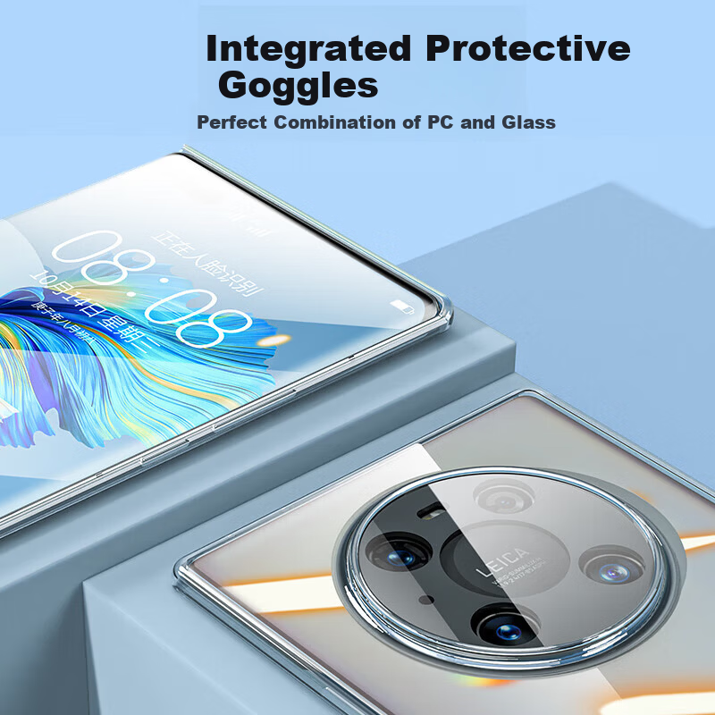 POZZO Huawei Mate40 Pro Case Transparent Integrated Glass Lens Hard Shell Shockproof Minimalist Luxury Frameless Elegant Silver