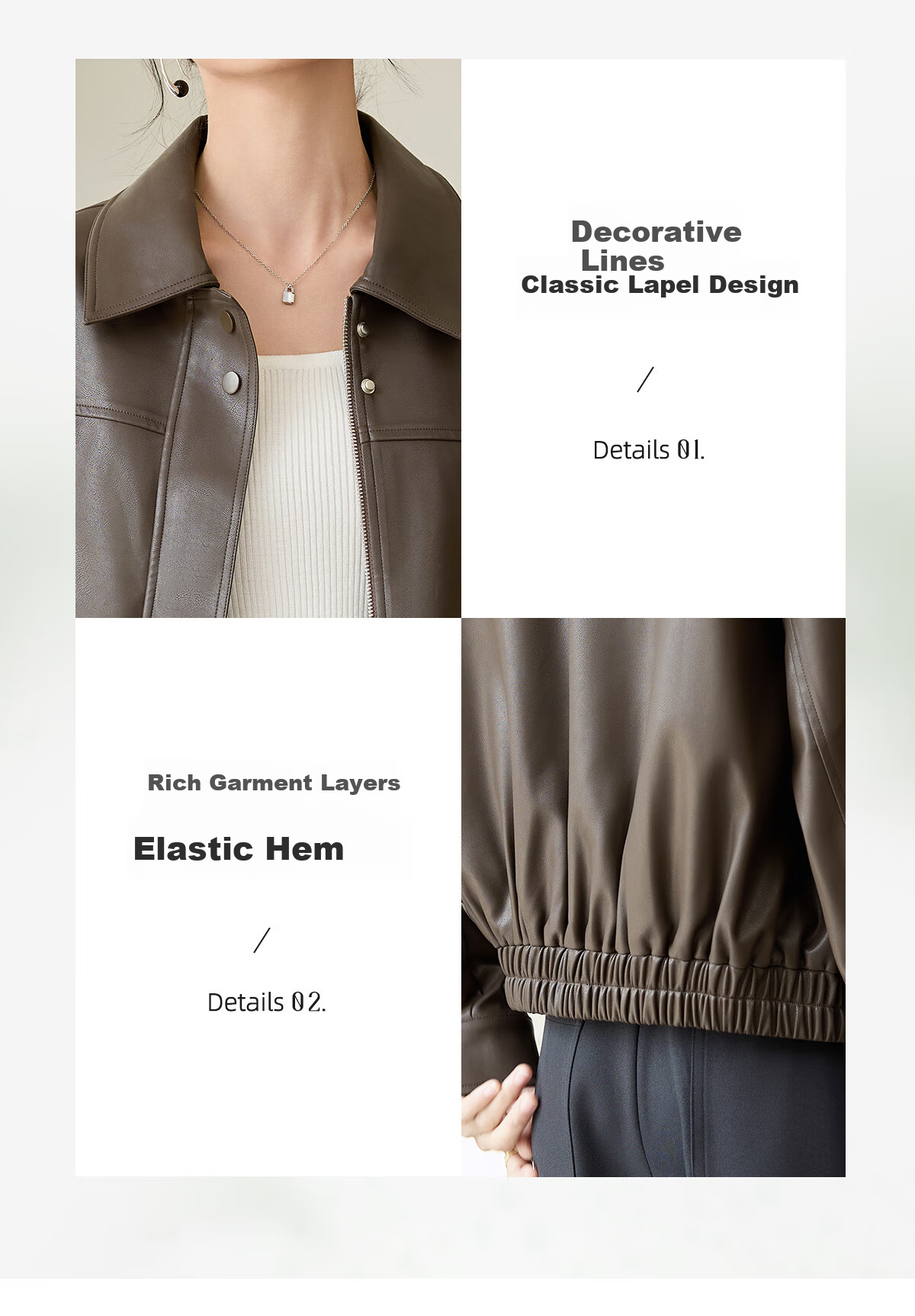 Chushen Melard Women's Short Jacket American Retro PU Leather Jacket S51D005 4