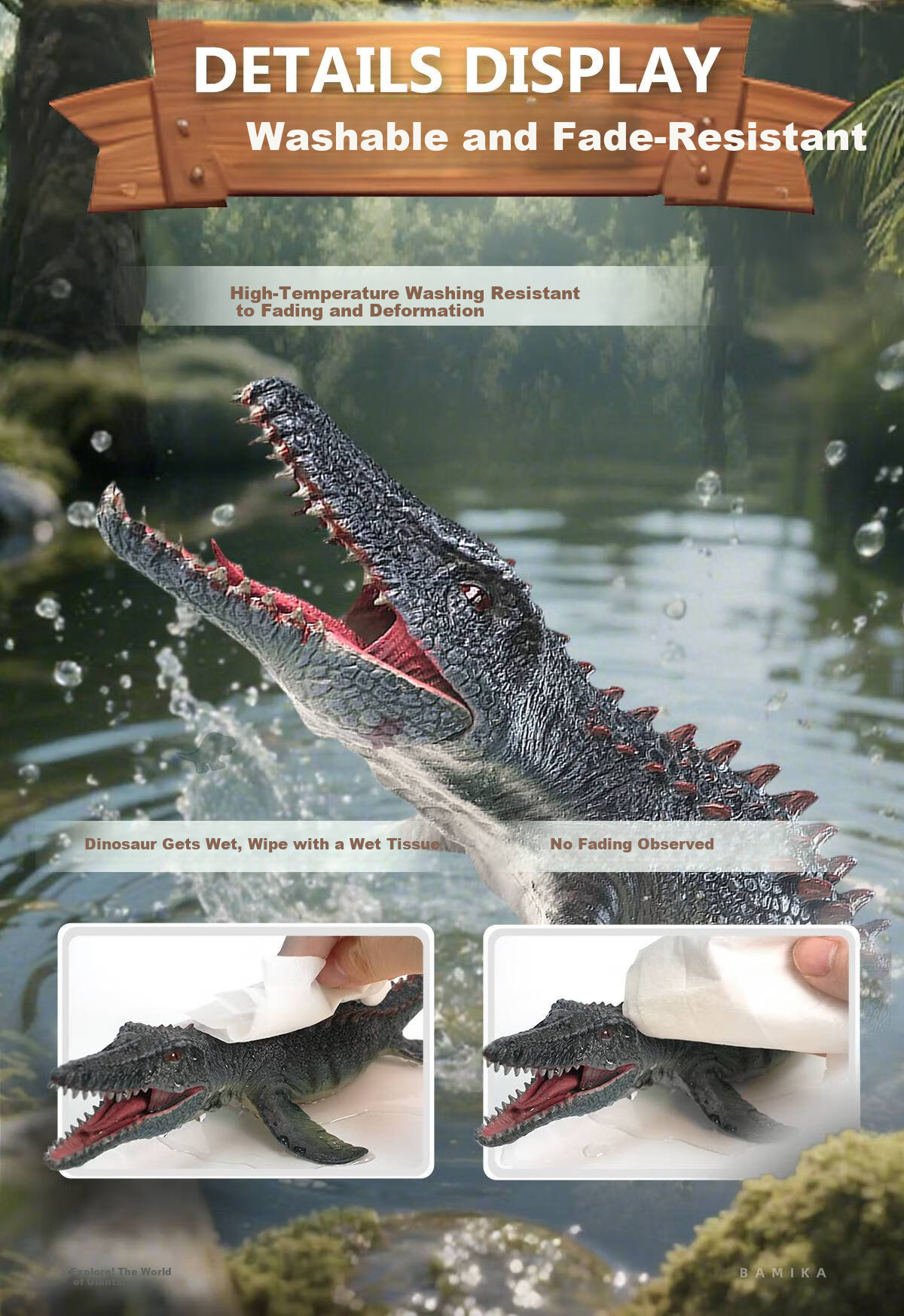 Bameika Large Smart Sound-Activated Dinosaur Model Toy Realistic Jurassic Animals T-Rex, Pterosaur, Triceratops, Brachiosaurus 9