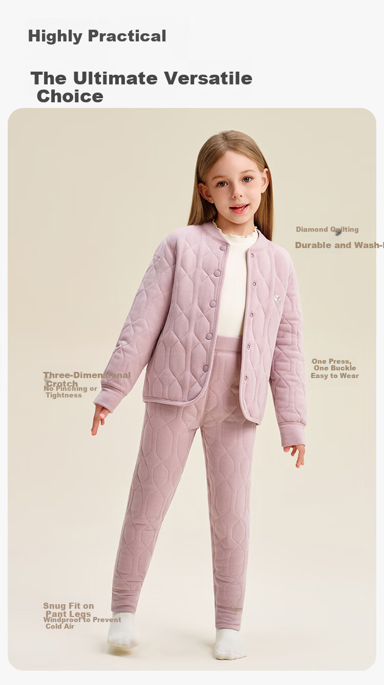 YEEHOO Three-Layer School Uniform Essential Kids Thermal Underwear Anti-Static Boys and Girls Set 8