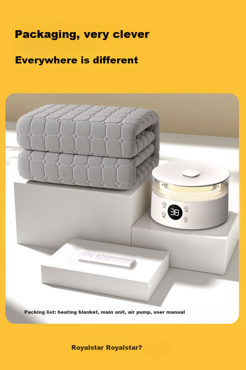 Royalstar Water Heating Electric Blanket Water Circulation Anti-Mite Dehumidification Home Smart Timer Temperature Control Single 1.2*1.8m 27