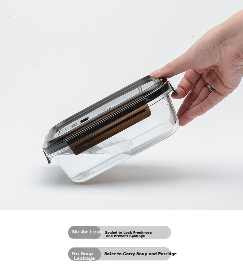 Anmai Boge High Borosilicate Heat-Resistant Glass Rectangular Food Storage Container 700ml Refrigerator Storage Box Microwave Lunch Box S0336 3