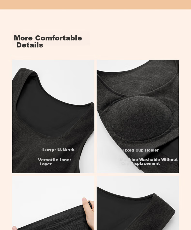 LUCKMEEY Wool Warmth Integrated Thermal Underwear for Women with Chest Pad, Fleece-Lined Thickened Heating Vest 20