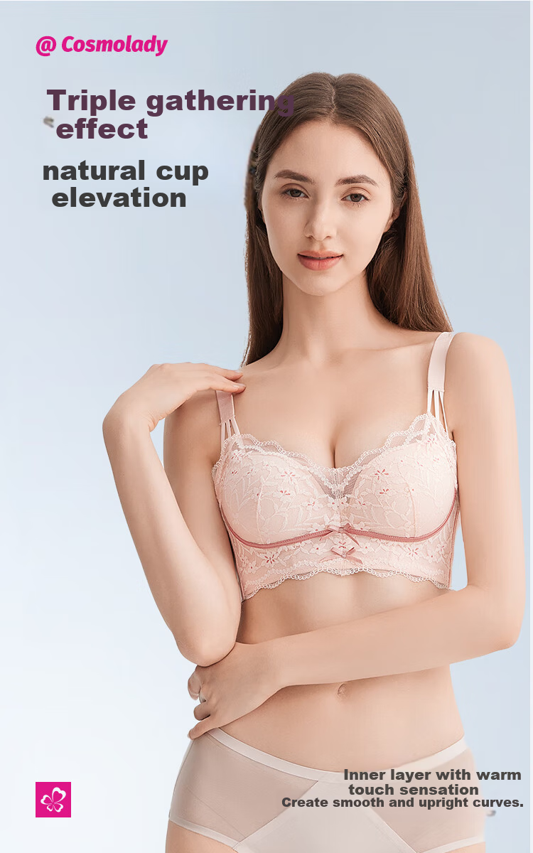 Urban Beauty Soft Steel Ring Bra Push-Up Side Breast Concealing Light Shaping Sexy Lace Underwear 2B41A5 Light Green 3