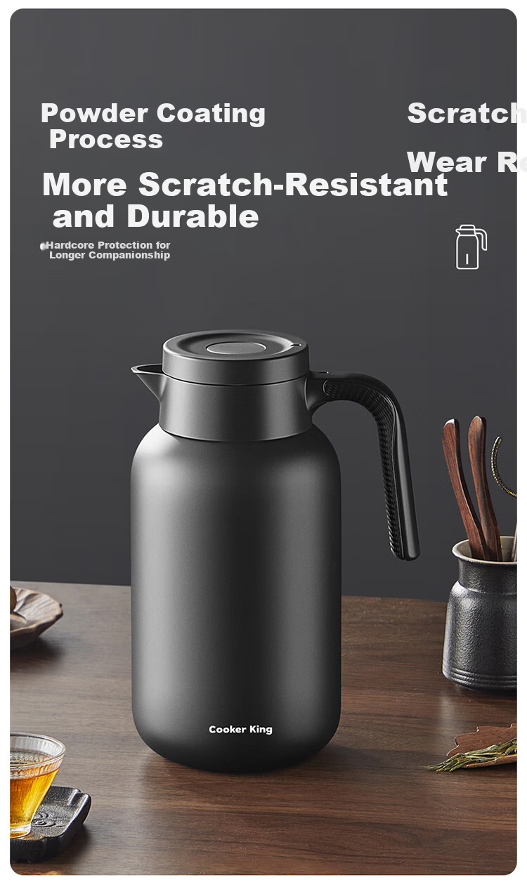 Chuida Huang Insulated Flask 316L Stainless Steel Large Capacity Household Hot Water Kettle Thermos Integrated Seamless Liner 2L (Vintage Red) 10