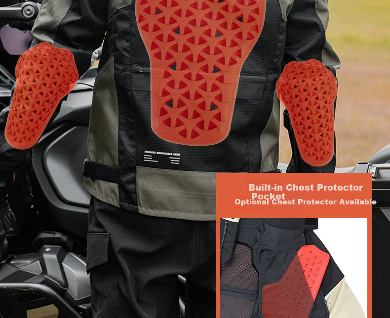 STAR FIELD KNIGHT Motorcycle Riding Jacket, Summer And All-Season Warm Fleece-Lined, Outdoor Motorbike Travel Gear, Black, Size 3XL 11