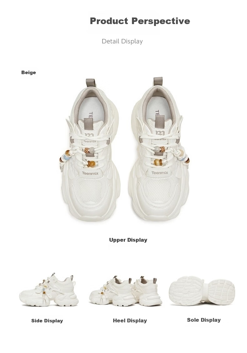 Tianmeiyi Dad Sneakers Sports Thick Sole Lace-up Outdoor Women's Shoes 2026 Spring New Beige 38 10