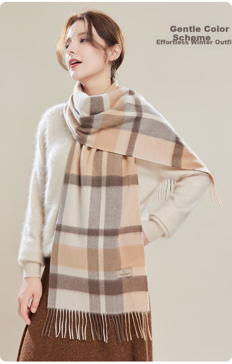 JIUMU 100% Cashmere Scarf Women Autumn Winter Shawl Warm Neck Warmer Birthday New Year Gift Box Set 7