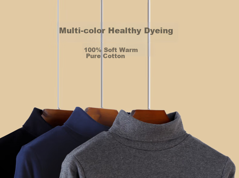 Seven Wolves 100% Cotton High Neck Autumn Winter Men's Thermal Shirt Windproof Neck Protection Pure Cotton Base Layer 8