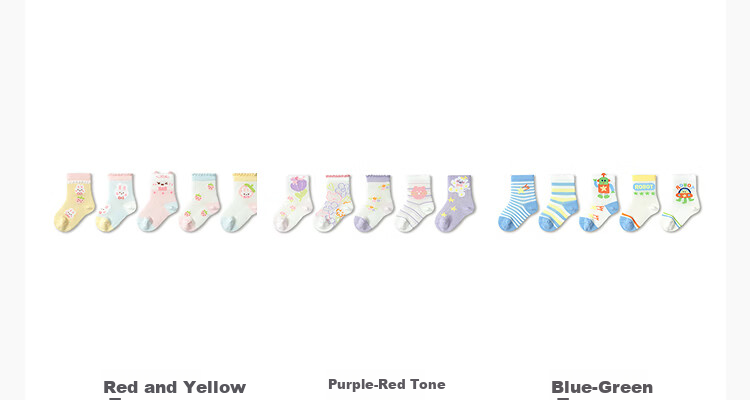 Balabala Baby Socks Summer New Mesh Breathable Children's Short Socks Boys Girls Cute Fun 5 Pairs Set 12