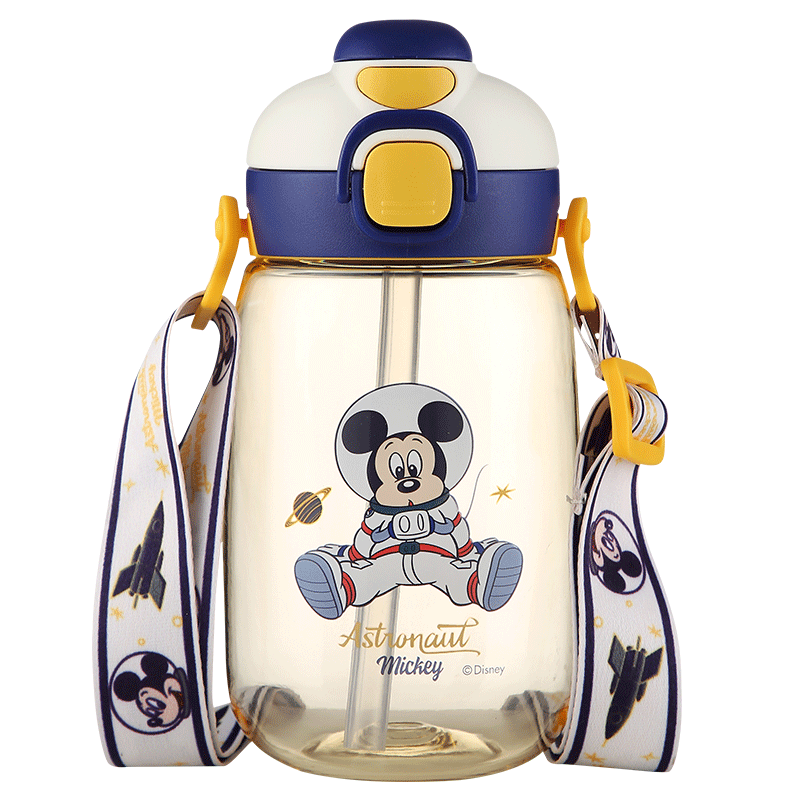 Disney Kids Water Bottle with Straw High-Temperature Resistant Tritan Plastic Spill-Proof Cup for Boys and Girls Elementary School Summer Use