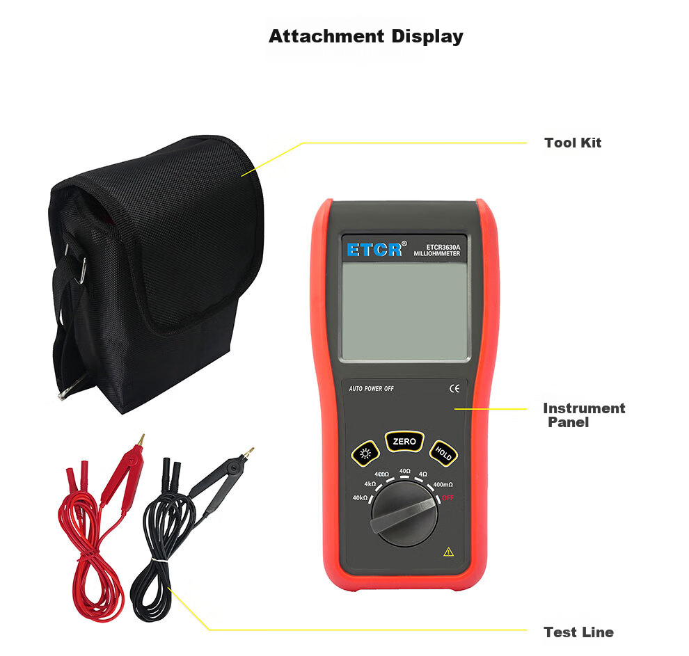 Irith ETCR3630A DC Low Resistance Tester Digital Milliohm Meter Contact Resistance Detector High Precision 12