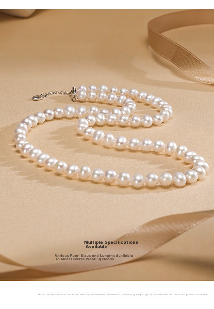 Jingrun Pearl Necklace for Women 925 Silver Shaohua Freshwater Pearl Necklace Elegant Birthday Gift for Lover 9