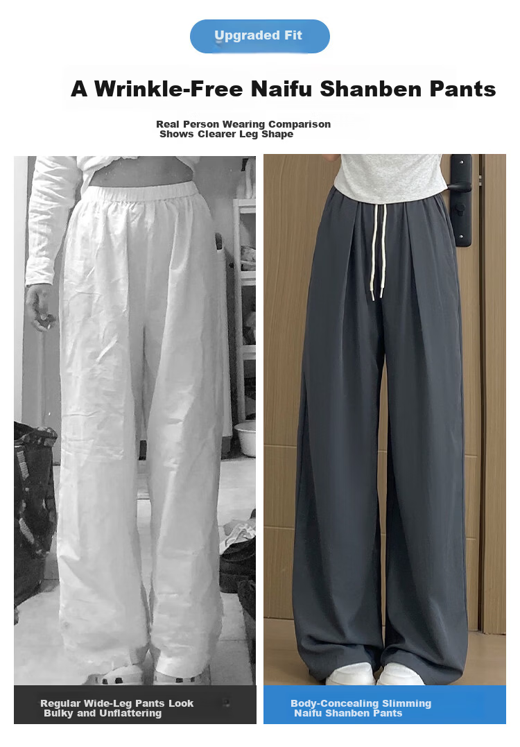 FitonTon Ice Silk Wide-Leg Pants for Women 2026 Summer Thin Draped Milk Fabric Yamamoto Style Loose Slim Casual Trousers 5