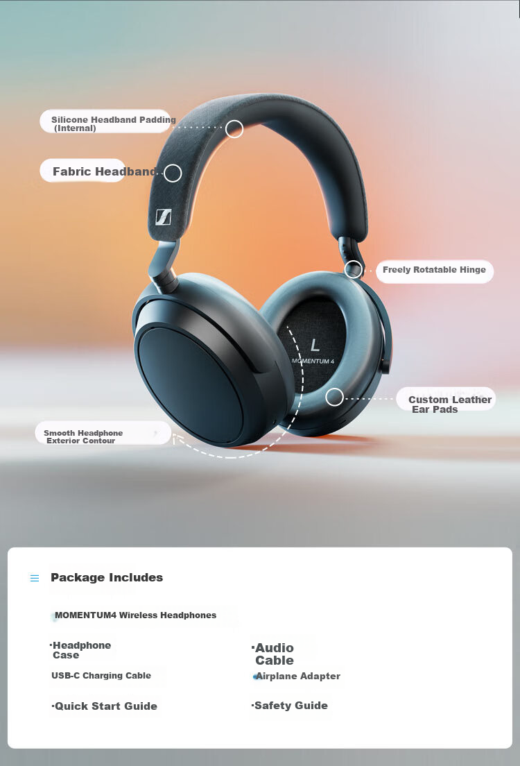Sennheiser MOMENTUM 4 Wireless Headphones Graphite [Refurbished] Active Noise Cancelling Bluetooth Over-Ear Headphones 9