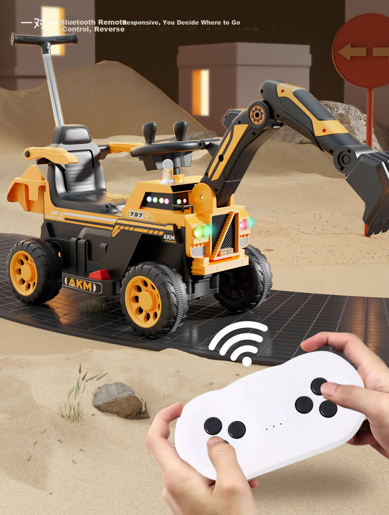 Feige Children's Electric Excavator Ride-On Toy Car for Kids Ages 1-8 Large Battery-Powered Digging Vehicle for Boys and Toddlers 13