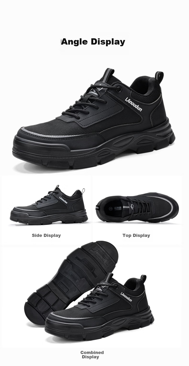BlueOwl Shield Men's Summer Breathable Lightweight Comfortable Anti-Smash Anti-Puncture Steel Toe Safety Work Shoes DL216 Size 42 19