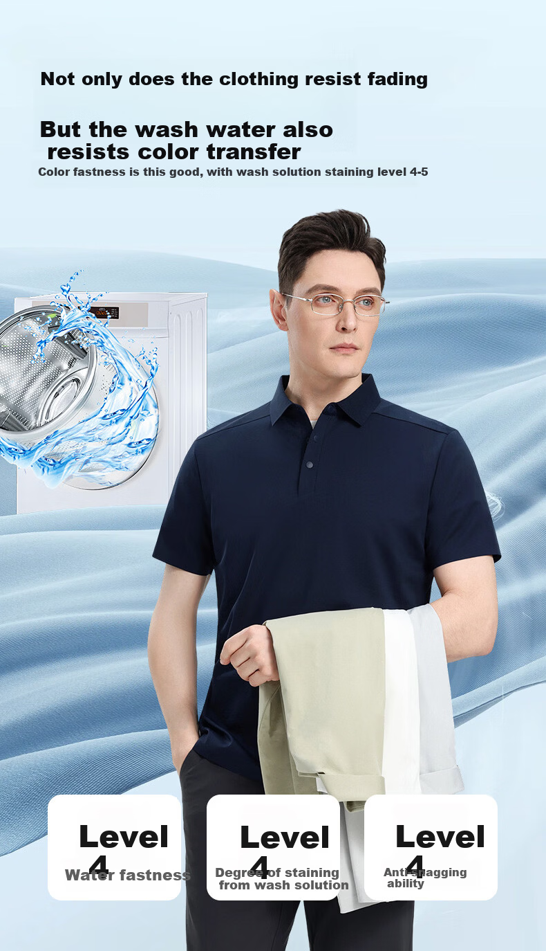 ROMON 7A Antibacterial Cooling Short Sleeve Polo Shirt Men Summer New Solid Color Stretch Top 5008 11