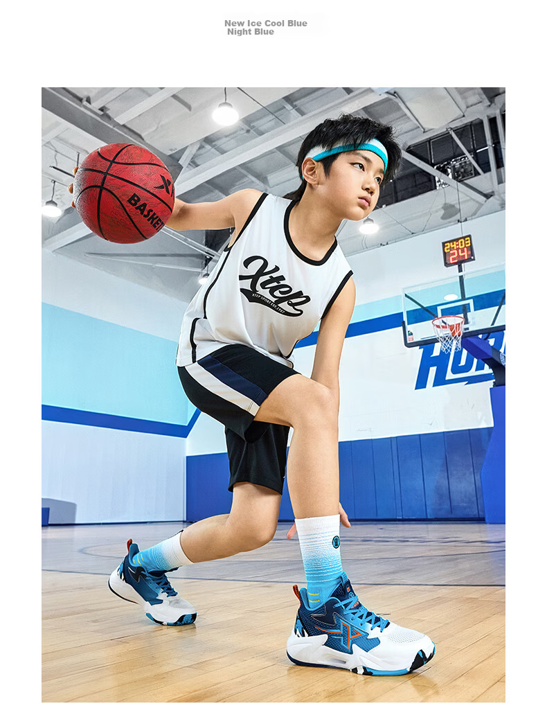 XTEP Youth Style Hunter Sports Shoes Boys Anti-Rollover Burnt Flower Craft Basketball Shoes Black/Changchun Flower Purple 37 8