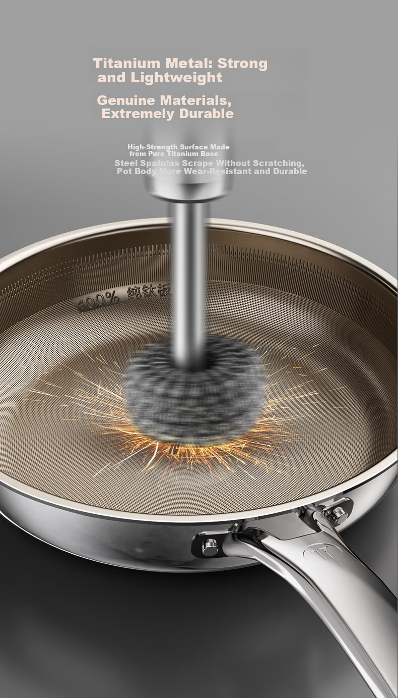 ASD 28cm Pure Titanium Non-Stick Frying Pan with Fluorine-Free Coating for Eggs, Steak, and Stir-Fry Compatible with Induction and Gas Stoves Z1 13